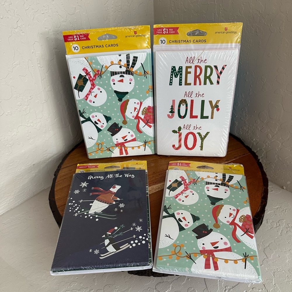 🎄American Greetings Christmas Holiday Card Bundle Lot of 4